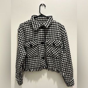 Houndstooth Pattern Crop Jacket